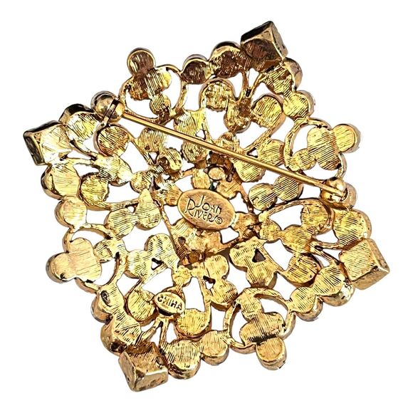 Retired Vintage Joan Rivers Pin Crystals Antique Gold Tone Never Worn 1W - Picture 2 of 2